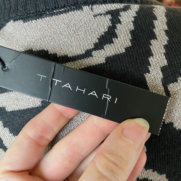 T Tahari Zebra Print Metallic Cashmere Blend Sweater New With Tags Size M - Picture 5 of 9